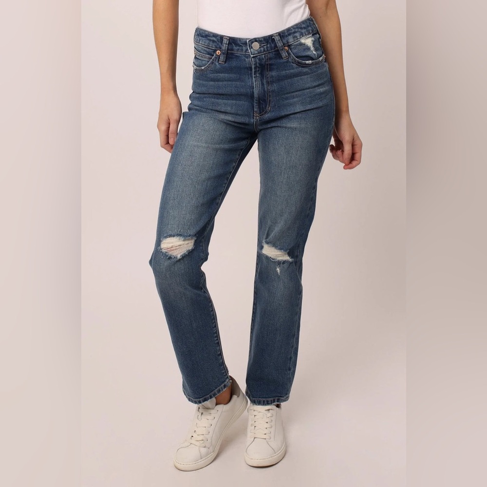DEAR JOHN Frankie Super High Rise Ankle Straight Leg Jeans Distressed Size 27